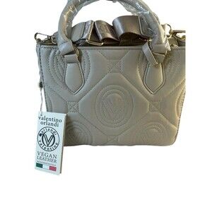 Valentino Orlandi Medium Quilted Tote Purse Taupe Crossbody Strap And Handle